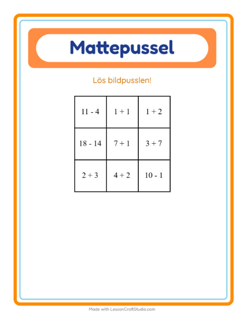 Förhandsvisning av Mattepussel-arbetsblad med Väder för Årskurs 1