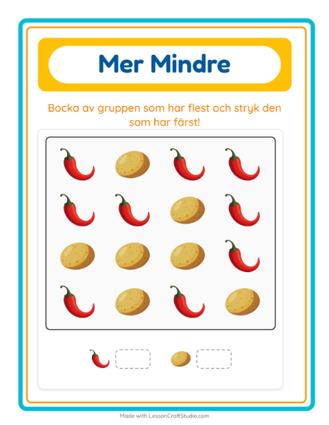 Fler eller färre – Grönsaker