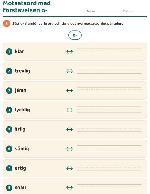 Förhandsvisning av Motsatsord med förstavelsen o- – klar blir oklar