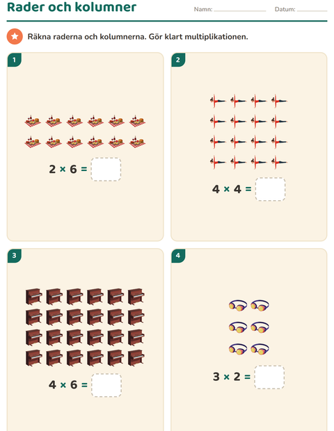 Förhandsvisning av Multiplikation med bilder-arbetsblad med Aktiviteter för Årskurs 2