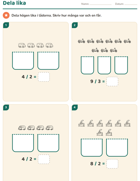 Förhandsvisning av Multiplikation med bilder-arbetsblad med Fordon SV 3 för Årskurs 2