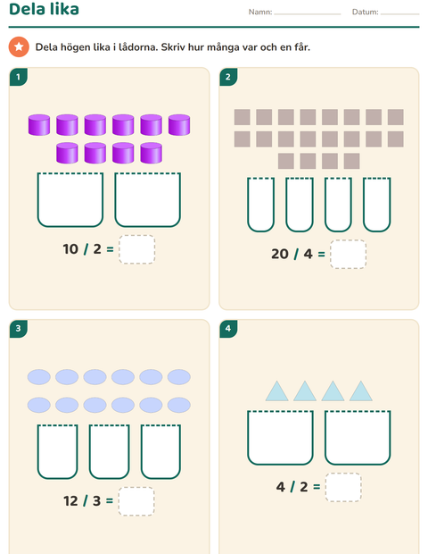 Förhandsvisning av Multiplikation med bilder-arbetsblad med Former för Årskurs 2