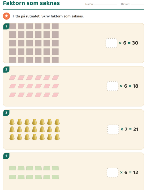 Förhandsvisning av Multiplikation med bilder-arbetsblad med Former för Årskurs 3