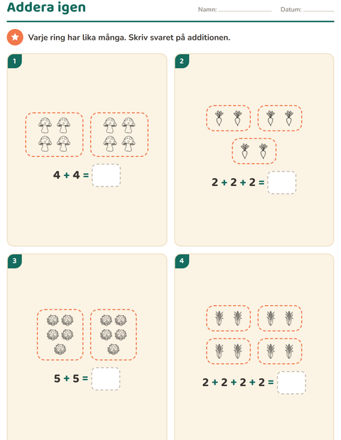 Förhandsvisning av Multiplikation med bilder-arbetsblad med Grönsaker SV 2 för Årskurs 2