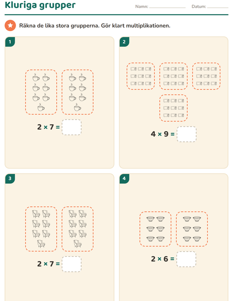 Förhandsvisning av Multiplikation med bilder-arbetsblad med Hem SV för Årskurs 3