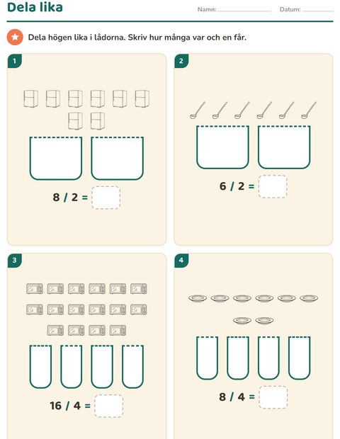 Förhandsvisning av Multiplikation med bilder-arbetsblad med Kök SV för Årskurs 2