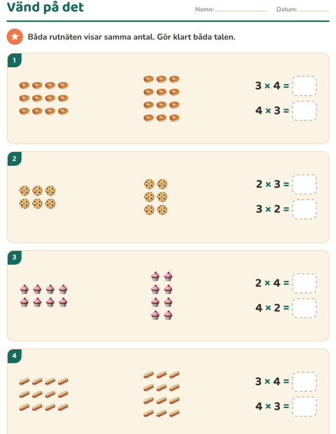 Förhandsvisning av Multiplikation med bilder-arbetsblad med Bageri för Årskurs 3