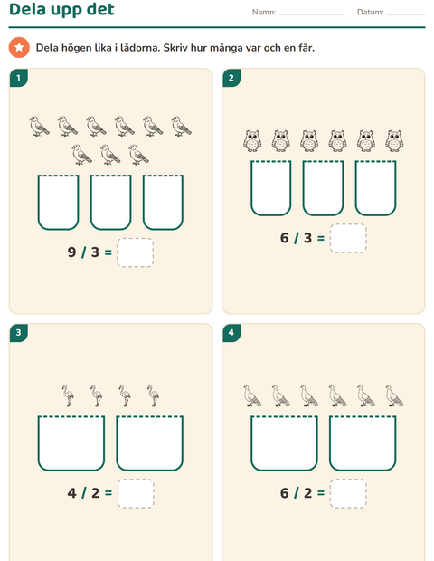 Förhandsvisning av Multiplikation med bilder-arbetsblad med Fåglar S&V för Årskurs 3