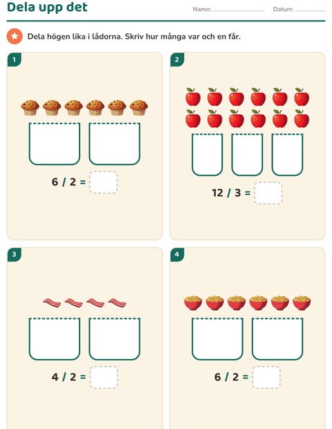 Förhandsvisning av Multiplikation med bilder-arbetsblad med Frukost för Årskurs 3