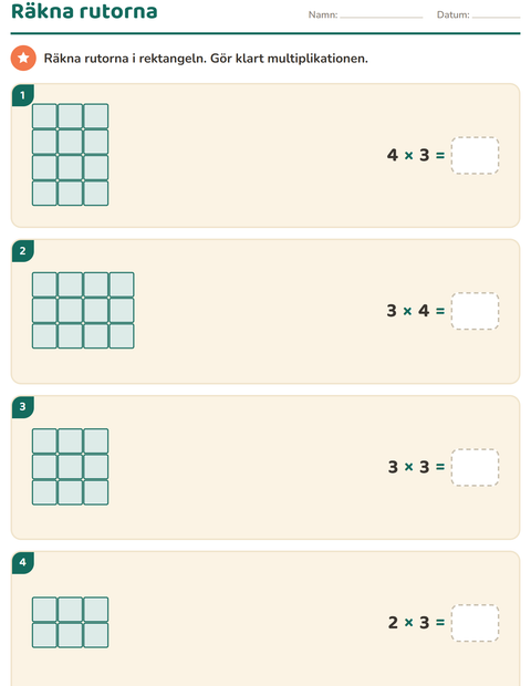 Förhandsvisning av Multiplikation med bilder-arbetsblad för Årskurs 3