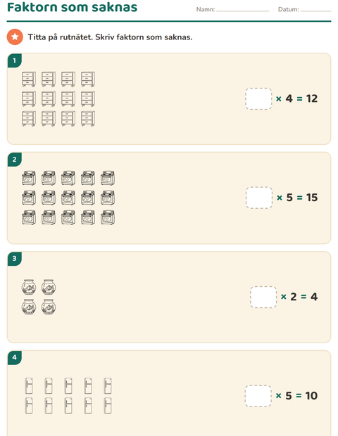 Förhandsvisning av Multiplikation med bilder-arbetsblad med Hem SV för Årskurs 3