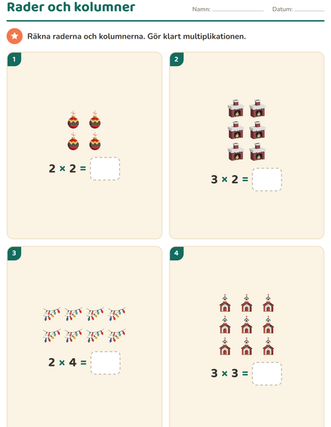 Förhandsvisning av Multiplikation med bilder-arbetsblad med Jul för Årskurs 2