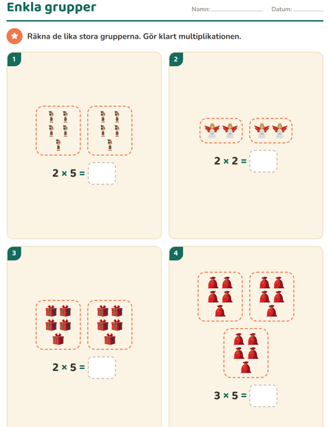 Förhandsvisning av Multiplikation med bilder-arbetsblad med Jul för Årskurs 2