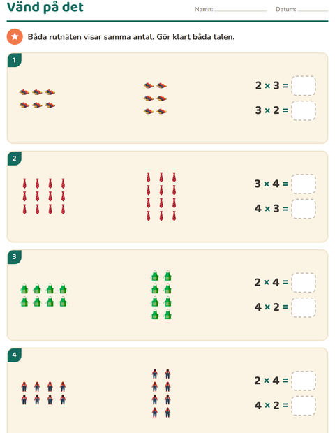 Förhandsvisning av Multiplikation med bilder-arbetsblad med Kläder för Årskurs 3