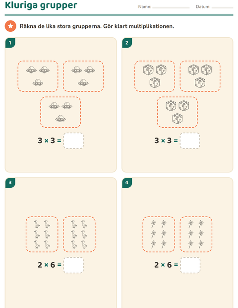 Förhandsvisning av Multiplikation med bilder-arbetsblad med Leksaker SV 2 för Årskurs 3