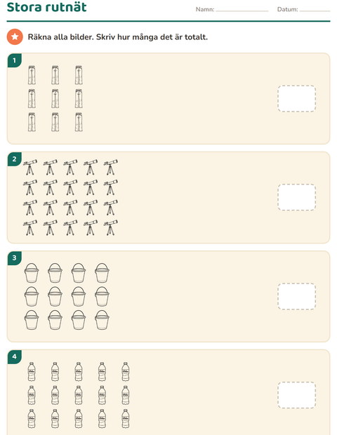 Förhandsvisning av Multiplikation med bilder-arbetsblad med Objekt SV för Årskurs 3