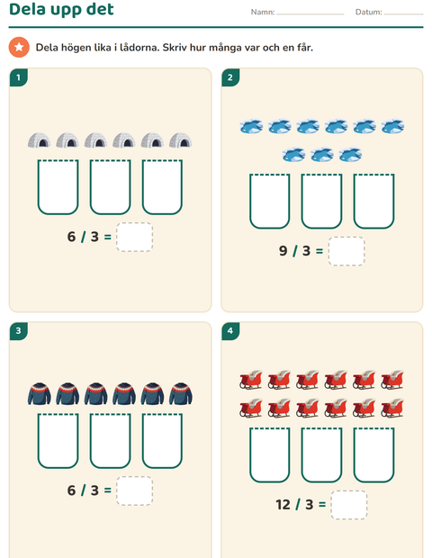 Förhandsvisning av Multiplikation med bilder-arbetsblad med Vinter för Årskurs 3