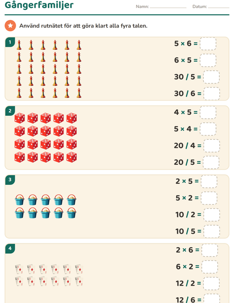 Förhandsvisning av Multiplikation med bilder-arbetsblad med Leksaker för Årskurs 3