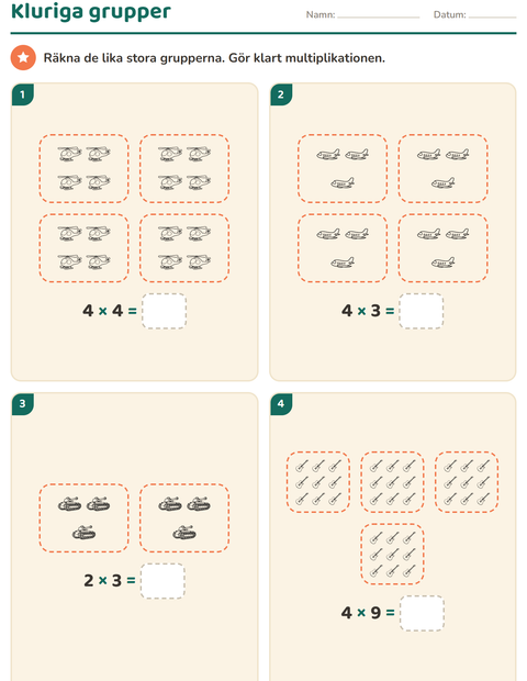 Förhandsvisning av Multiplikation med bilder-arbetsblad med Leksaker SV för Årskurs 3