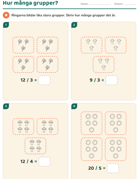 Förhandsvisning av Multiplikation med bilder-arbetsblad med Natur SV för Årskurs 2