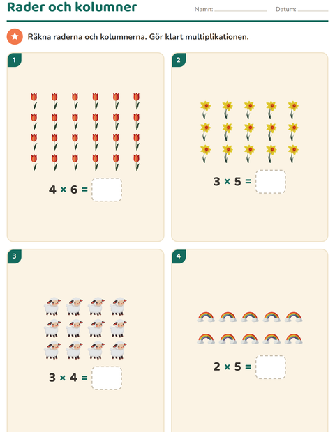 Förhandsvisning av Multiplikation med bilder-arbetsblad med Påsk för Årskurs 2
