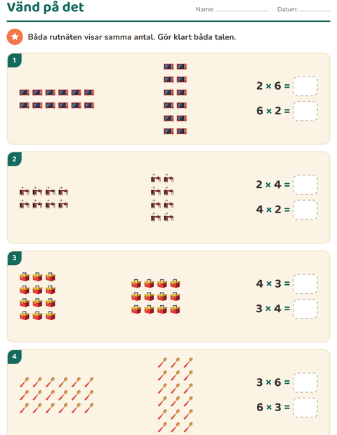 Förhandsvisning av Multiplikation med bilder-arbetsblad med Runt huset för Årskurs 3