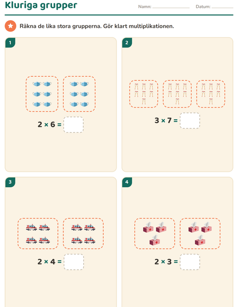 Förhandsvisning av Multiplikation med bilder-arbetsblad med Sjukhus för Årskurs 3