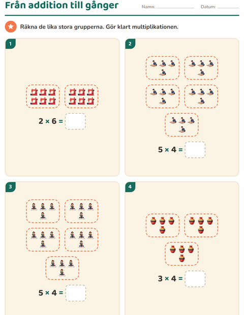 Förhandsvisning av Multiplikation med bilder-arbetsblad med Aktiviteter för Årskurs 2