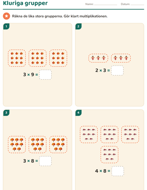 Förhandsvisning av Multiplikation med bilder-arbetsblad med Blandat för Årskurs 3