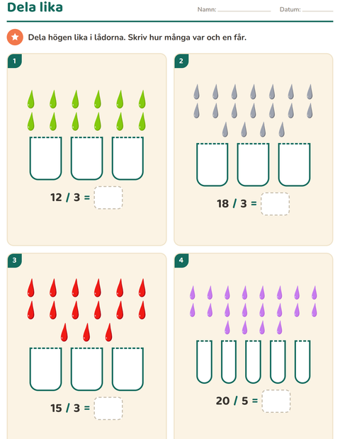 Förhandsvisning av Multiplikation med bilder-arbetsblad med Färger för Årskurs 2