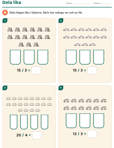 Förhandsvisning av Multiplikation med bilder-arbetsblad med Fordon SV 3 för Årskurs 2