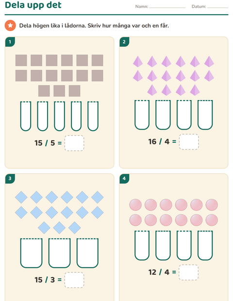 Förhandsvisning av Multiplikation med bilder-arbetsblad med Former för Årskurs 3
