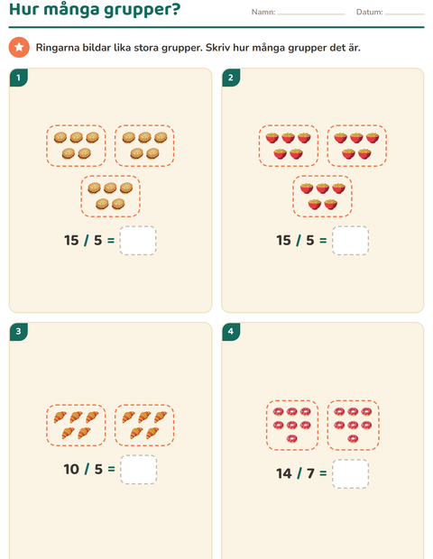 Förhandsvisning av Multiplikation med bilder-arbetsblad med Frukost för Årskurs 2