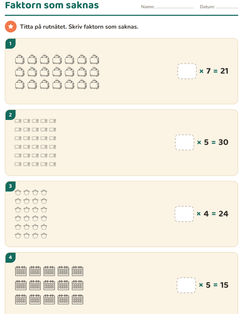 Förhandsvisning av Multiplikation med bilder-arbetsblad med Hem SV för Årskurs 3