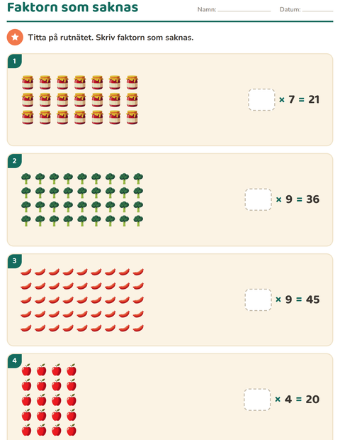 Förhandsvisning av Multiplikation med bilder-arbetsblad med I snabbköpet för Årskurs 3