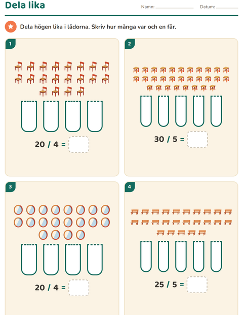 Förhandsvisning av Multiplikation med bilder-arbetsblad med Möbler för Årskurs 2