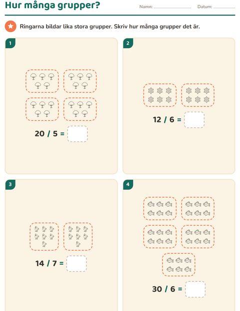Förhandsvisning av Multiplikation med bilder-arbetsblad med Natur SV för Årskurs 2