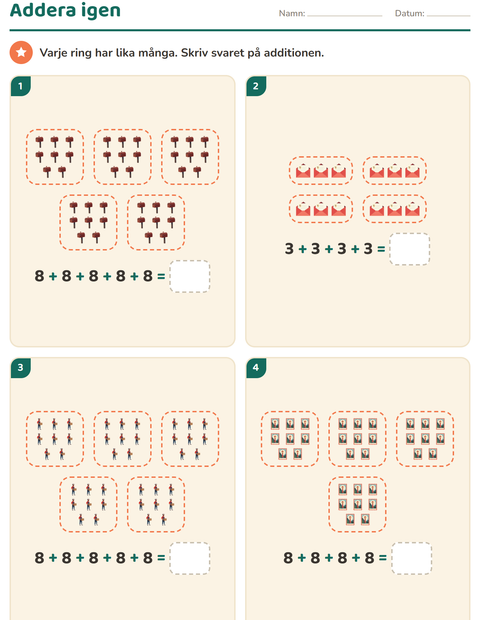 Förhandsvisning av Multiplikation med bilder-arbetsblad med Postkontor för Årskurs 2