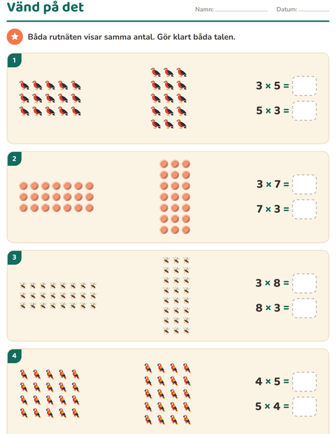 Förhandsvisning av Multiplikation med bilder-arbetsblad med Saker som flyger för Årskurs 3