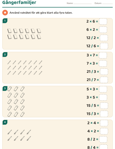 Förhandsvisning av Multiplikation med bilder-arbetsblad med Utbildning SV för Årskurs 3