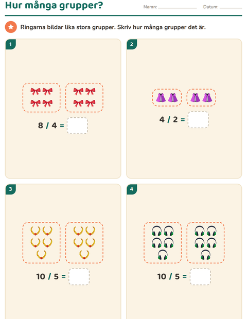 Förhandsvisning av Multiplikation med bilder-arbetsblad med Tillbehör för Årskurs 2