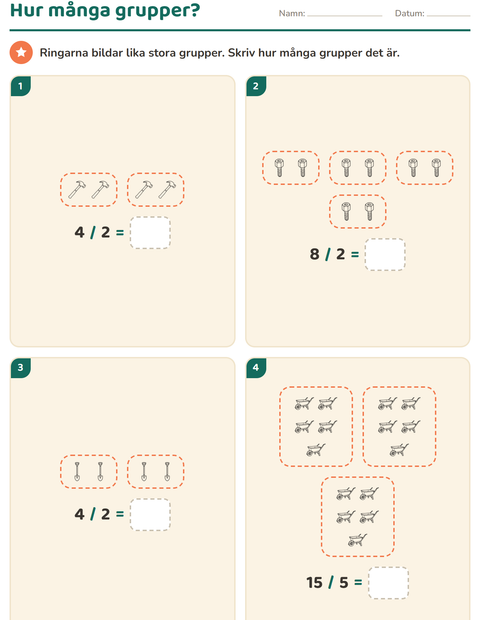 Förhandsvisning av Multiplikation med bilder-arbetsblad med Verktyg SV för Årskurs 2