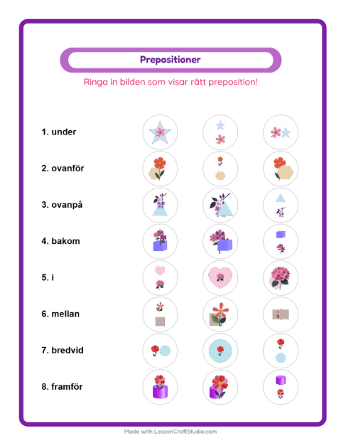 Prepositioner – Blommor