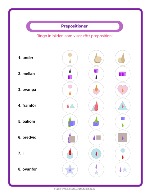 Prepositioner – Färger