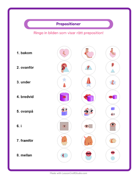 Prepositioner – Kroppsdelar