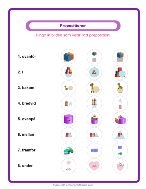 Prepositioner – Leksaker
