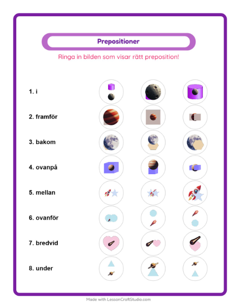 Prepositioner – Rymden