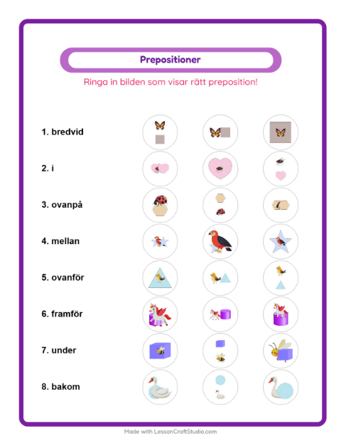 Prepositioner – Saker som flyger