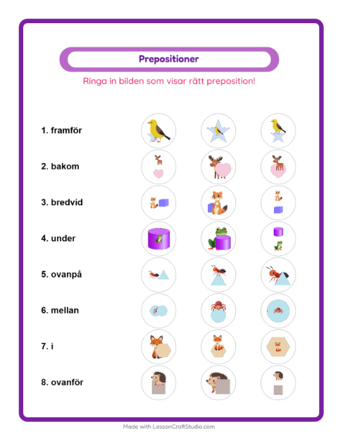 Prepositioner – Skogsdjur