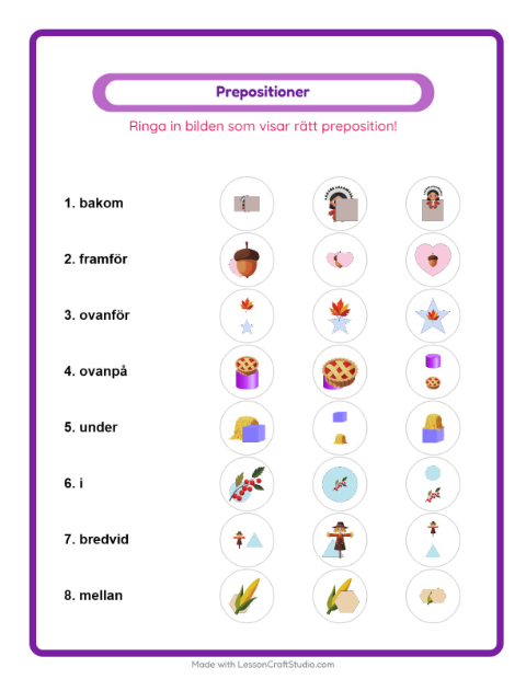 Prepositioner – Thanksgiving